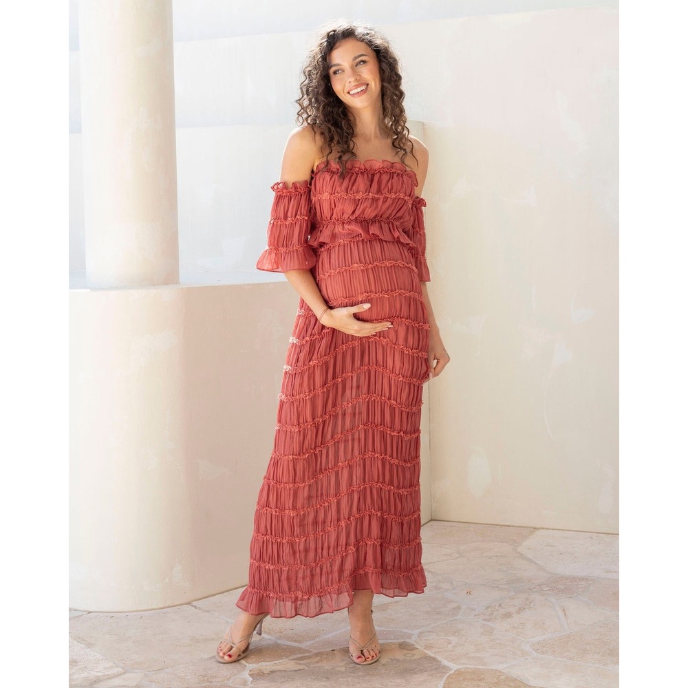 NWT Angel Maternity Marisol 2 piece Maternity Photoshoot Dress in Crimson Glow